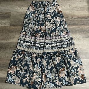 Sienna Sky Navy Floral Maxi Skirt